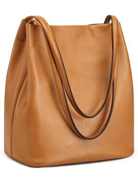 Women's Brown Soft Genuine Leather Totes Purses with Top Magnetic Snap Closure